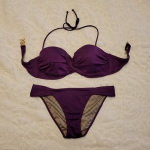 Victorias Secret Swim Bikini Push Up Top eggplant purple 34D and bikini bottom S